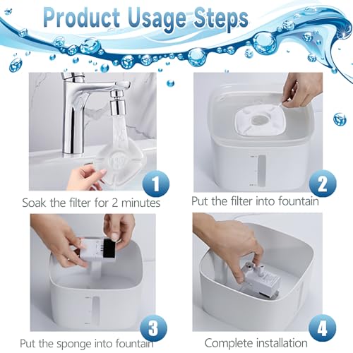 18 Pcs Cat Fountain Filters Replacement Compatible with VEKEN 95oz/2.8L, 67oz/2L, 135oz/4L Pet Fountain
