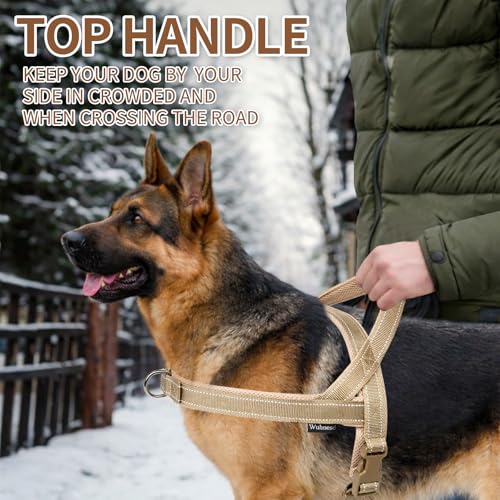 No Pull Dog Harness and Leash Set-Reflective Vest with Handle&5FT Dog Leash with Car Seatbelt Clip,Breathable Mesh&Quick Fit Dog Harness Easy for Medium Large Dogs Training Walking(Brown,L) - color: Reflective-Brown, size: L:Belly Chest-25.8''-31.4''