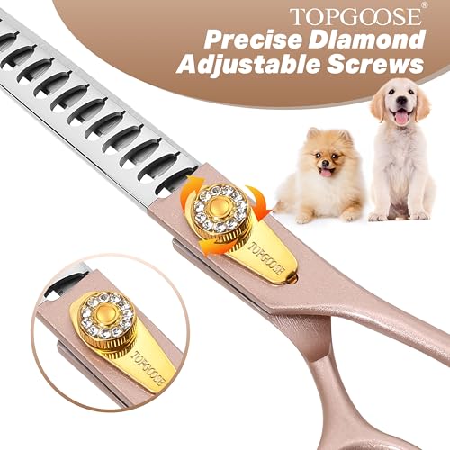 Thinning Shears for Dogs and Cats Pet Grooming Scissors Chunkers Shears 440C Stainless Steel Professional Dog Trimming Scissors 7.5'' (Rose Gold, Chunker) - color: Rose Gold