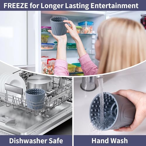 Dog Lick Bowl, Bestalk Anxiety Relief Slow Feeder Dog Lick Mat Treat Dispenser, Non-Slip Licking Bowl Enrichment Toys for Small Medium and Large Breed Dogs, BPA Free Silicone(Grey,S) - color: Grey, size: S