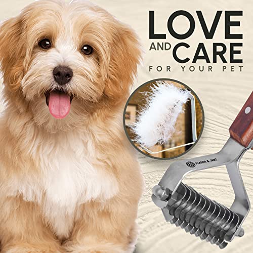 Flamia & Jabz Undercoat Rake for Dogs & Cats, Dematting Grooming Stripper Tool (12 Blades) - size: 12 Blades