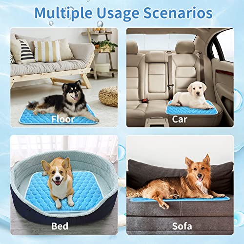 Dog Cooling Mat Non-Toxic Self Cooling Pad for Dogs Cats in Hot Summer Cool Pad Washable & Easy Clean - color: BLUE, size: XL 47x29in