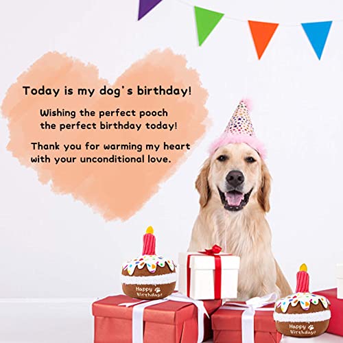 lilfrd Dog Birthday Toy, Birthday Cake Toys for Puppy Gifts, Squeaky Plush Dog Toys - style: Birthday Cake