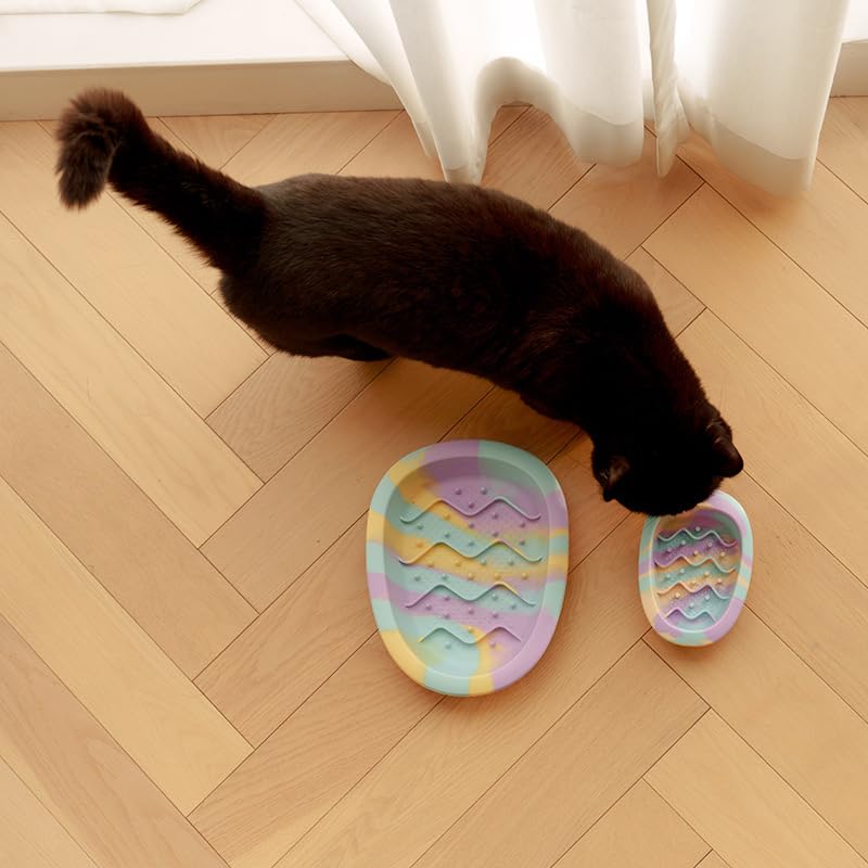 Colorful Slow Feeder Bowl for Large & Small Pets Silicone Easy to Clean Dog Food Bowl Slow Feed Dog & Cat Bowls for Interactive(Purple S) - color: Purple