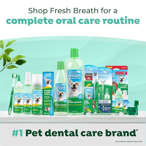 TropiClean Fresh Breath Toothbrush and Toothpaste Kit for Puppies, Teeth Cleaning Kit to Prevent Plaque & Tartar, Breath Freshener, Dog Dental Care
