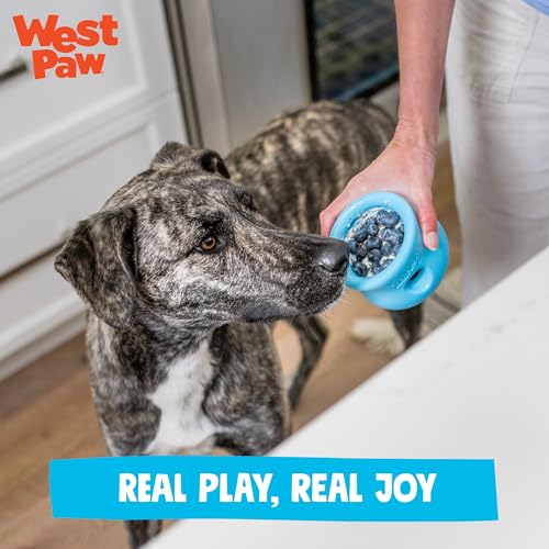 WEST PAW Zogoflex Toppl Interactive Treat Dispensing Puzzle Dog Toy for Mental Stimulation & Enrichment-Holds Kibble & Treats-Lickable, Freezable & Dishwasher Safe-Made in USA-Small-Cardinal Red - color: Cardinal, size: Small