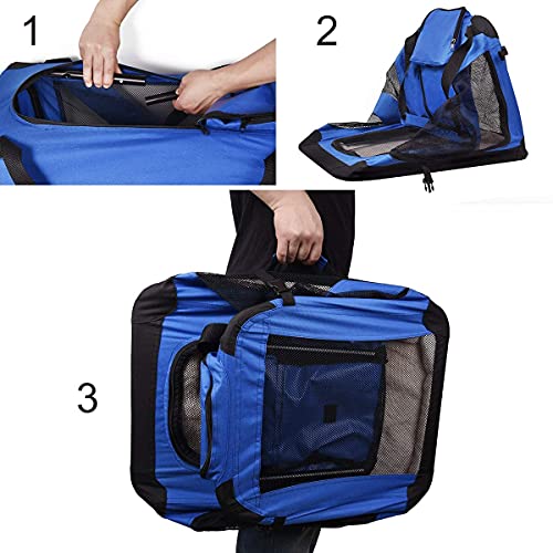 PETSWORLD Folding Soft Dog Crate, Indoor & Outdoor Pet Home, Oxford and Metal Frame, Indoor & Outdoor Protection, Blue Flow Crate 20 x 12 x 12 inch