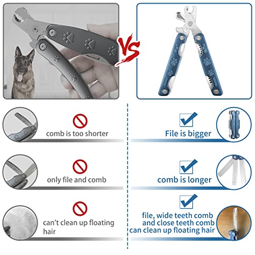 Dog Nail Clipper Trimmer 4-in-1, Professional Pet Nail Clippers with Safety Guard for Large Medium Small Dog Cat