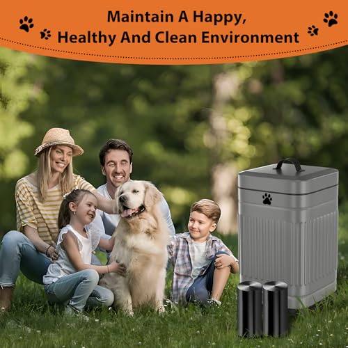 Dog Poop Trash Can Outside, 5L/1.3Gal Metal Dog Waste Trash Can with Lid, Foot Pedal, Pet Waste Container with 40 Bags, Poop Bucket with Lid Soft Close for Pet, Grey - size: 5L Grey Trash Can
