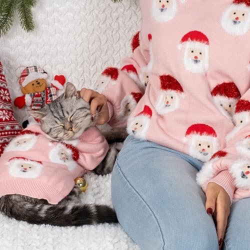 LUBOT NEW Ugly Christmas Sweaters for Puppy Cute Funny Wintertime and Holiday Parties Knitted Pullover Sweater Santa Small Dog Pink Small - color: Pink, size: Small