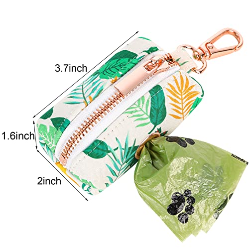ARING PET Dog Waste Bag Dispenser, Cotton Doggy Poop Bags Holders Attach to Any Leashes, Portable Washable Leaf Pattern Pet Waste Pouch Dispenser with Metal Zipper - color: B:leaf