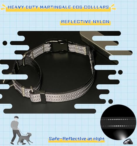 Martingale Dog Collars with Quick Release Buckle, Heavy Duty Nylon Reflective Dog Collar, NO Pull Walking Training Collar for Large, Medium, Small Dogs (Gray, Medium) - color: Gray, size: Medium