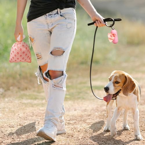 Dog Poop Bags Rolls with Dispenser 150 Count Biodegradable Poop Bags for Dog and Cat Cherry Blossom Scented Waste Bag Leak Proof Doggie Poop Bag Doggy Trash Bag Pink - color: A-Pink(Cherry Blossom)-1 Dispenser+150 Bags, size: 1 Count (Pack of 150)