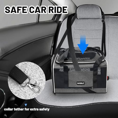 Cat Carrier Top-Expandable 18x11x11, United Delta American Airline Approved Dog Carrier, Soft-Sided Pet Carry Bag Under-Seat in Cabin, Puppy Airplane Travel Crate TSA Plane Kitten Cage Grey - color: Grey