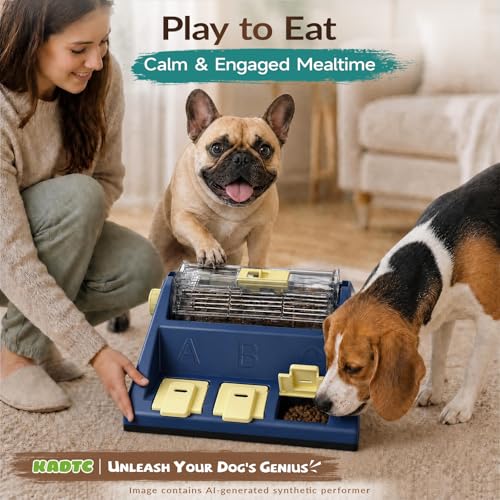 KADTC Dog Puzzle Toy, Large Size, 2 Levels of Challenge, Paw-Activated Rolling Treat Dispenser, Slow Feeder & Mental Stimulation for Small/Medium Dogs Enrichment Toys - color: Blue, size: Large