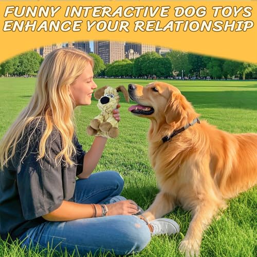 Squeaky Stuffed Dog Toys,Plush Dog Shape Toy, Indoor&Outdoor Playing Dog Toys to Keep Them Busy, Chew Toys for Large Medium Small Puppies - color: Khaki
