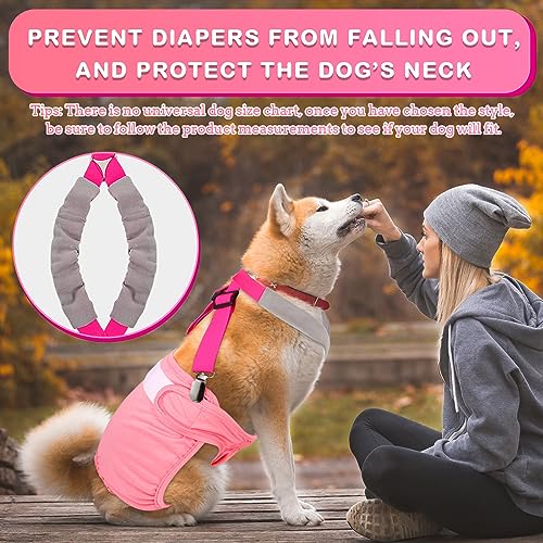 Saintrygo 2 Pcs Dog Suspenders Diaper Suspenders Soft Female Male Adjustable Washable Pet Diaper Keeper Suspender for Doggy Skirt Dress Diapers Gift(Black, Pink,Large) - size: Large