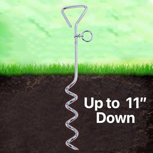 Metal Tie-Out Stake - Durable 16" Ground Stakes for Outside, Yard and Camping, Corkscrew Arrowhead Design with Tangle-Free 360 Swivel Hook - Water Resistant Pet Restraint Tool (Metal Tie-Out Stake) - style: Metal Tie-Out Stake