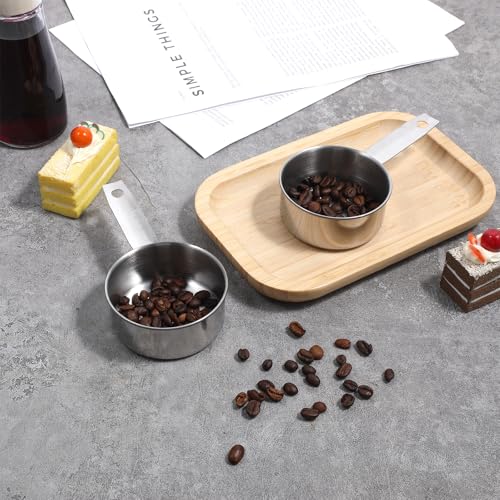 2 PCS 1/2 Cup Dog Food Scoop, 1/2 Cup Measuring Scoop | 125ml Stainless Steel Half Cups Dog Food Scoops for Feeding Pet, Wet and Dry Ingredients, Dishwasher Safe