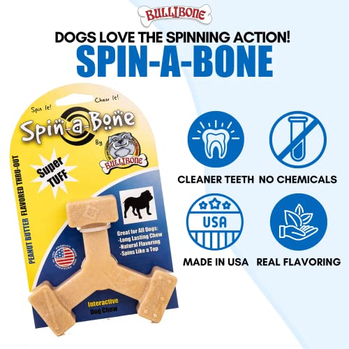 Bullibone Nylon Dog Chew Toy Spin-a-Bone - Interactive Dog Toy, Triggers Natural Instincts, and Improves Oral Health - size: Small / Medium Dog Single