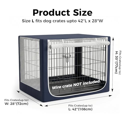 Dog Crate Cover, Breathable Mesh Mosquito Net, Elastic Bottom & Front Zipper, Fits 42inches Crates, Perfect for Dog Crates & Pet Kennels(Only Cover)
