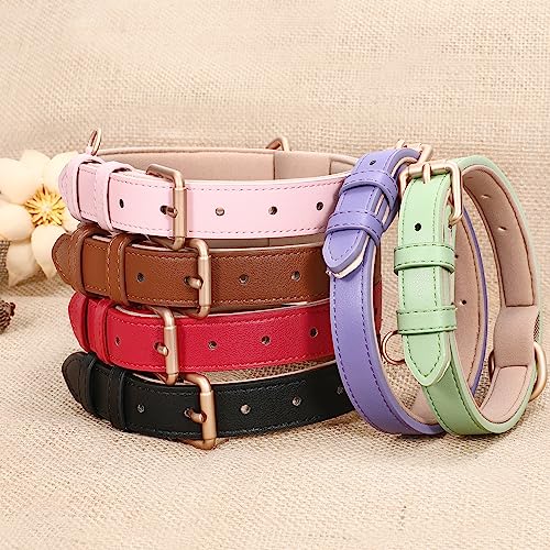 WHIPPY Leather Dog Collar for Small Medium Large Dog Adjustable Soft Breathable Leather Padded Puppy Collar with Alloy Buckle Heavy Duty Waterproof Classic Dog Pet Collar,Pink,L - color: pink, size: L:18" - 22"(1.18"width)