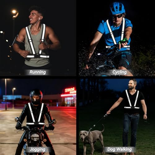 Reflective Vest Running Gear,High Visibility Adjustable Safety Vest for Outdoor Motorcycle,Dog Walking,Night Running,Hiking - color: Black X3
