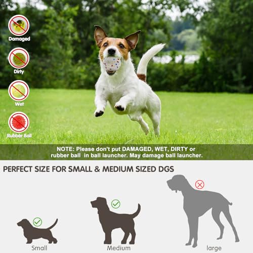 Interactive Automatic Ball Launcher for Dogs, 20-46Ft 3 Distance, Ball Thrower for Medium & Large Dogs, with 12pcs 58mm ETPU Tennis Balls, Rechargeable Dog Toy for Outdoor Lawn