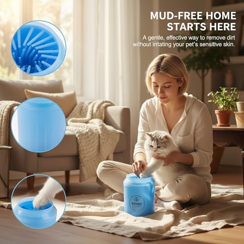 Portable Soft Silicone Pet Paw Cleaner,Dog Foot Washer Cup for Small & Medium Breeds,Portable Pet Cleaner Tool Blue