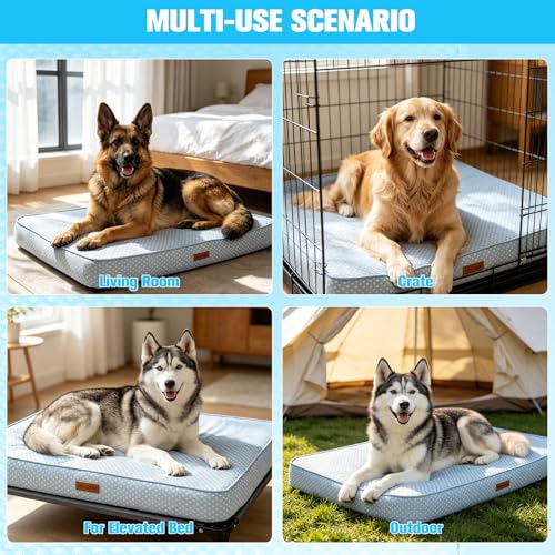 EXPAWLORER Dog Cooling Mat, 30*20in Upgraded Thick Non-Slip Bed Pad with Chill Soothing Fabric for Medium Dogs Cats Pets in Summer Keep Cool, Portable Washable Kennel Bed with Waterproof Inner Cover - size: M( 30.0"L x 20.0"W x 3.0"Th)