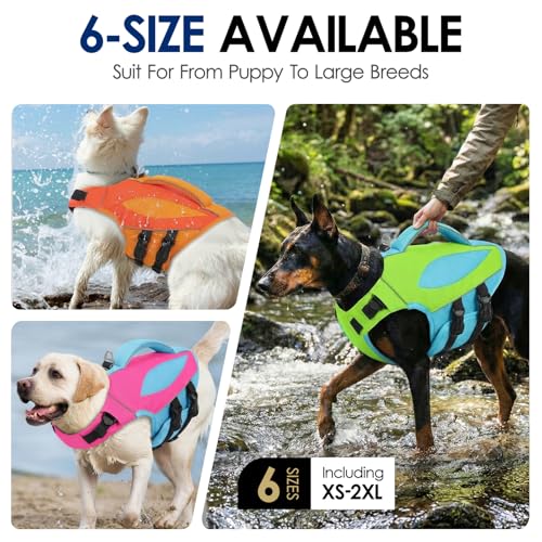 AOFITEE Dog Life Jacket, X-Small Dog Life Vest for Swimming Boating, High Buoyancy Puppy Swim Vest Swimsuit with Rescue Handle, Adjustable Reflective Pet Lifesaver Lifejacket