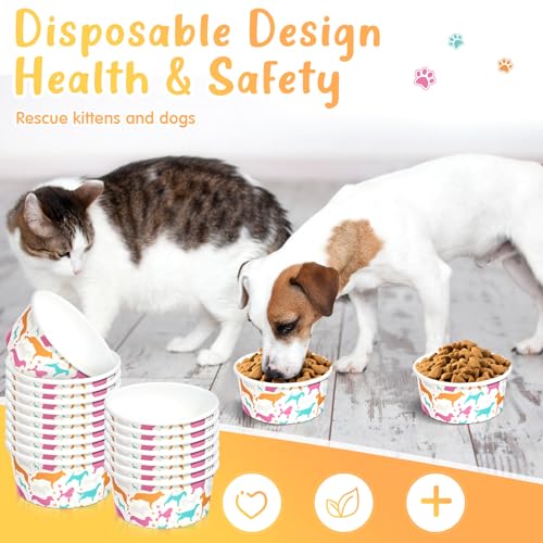 Mifoci 100 Pcs Disposable Dog Bowls 1.5 Cups Pets Disposable Feeding Bowls for Dogs and Cats Pets Paper Travel Cups for Small Medium Dogs Cats Puppy Kitten Dry or Wet Serving Food Water (Classic) - style: Classic