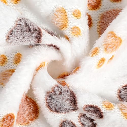 Tegeme 12 Pcs Pet Blankets 30 x 20 Inch Soft Fluffy Fleece Dog Cat Warm Paw Print Pattern Blankets Flannel Throw for Pets Dog Puppy Cat(White) - color: White, size: 30 x 20 Inch