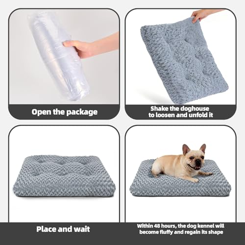 Large Dog Bed Deluxe Plush, Washable Big Dog Beds, Indestructible Dog Crate Pad, Anti-Slip Soft Pet Bed, Comfy Kennel Pad for Large, Jumbo, Small, Medium Dogs Extra, 35"x 23"-XL, Dark Gray - color: Dark Grey, size: 35"L x 23"W x 4"Th