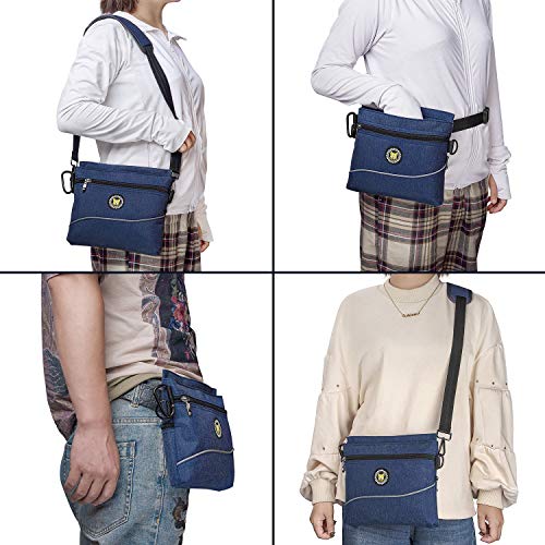 Viklluyr Dog Treat Pouch Bag with Magnetic Closure, Dog Food Carrier with Removable Inner Pocket, Perfect Dog Training Bag for Agility Training - Including Carabiner - color: Blue, size: L