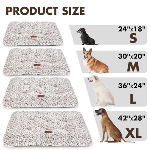 Dog Bed Crate Pad - Rosette Pattern White Velvet Pet Bed Anti-Slip Comfy Kennel Pad for Crates Rosette Brown S - color: Rosette Pattern Brown, size: Small 24"x18"