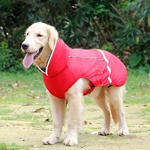 QBLEEV Warm & Waterproof Dog Coat - Reflective Turtleneck with Thick Fleece for Winter and Snow, S, M, L Dogs - color: Red, size: Small