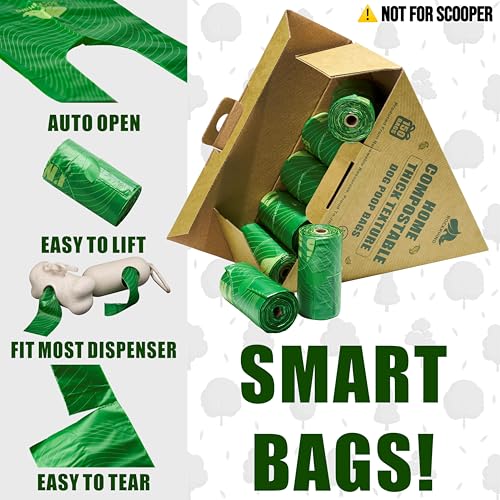 Ultra Thick & Deep RockRhino Dog Poop Bags for Large & XL Breeds | 4-Layer Interlocked Bottom | 100% Home Compostable, 0% Plastic | Vanilla-Scented | 150 Bags, Easy Open Tie Handles, Not for Scooper - size: 150 Count (Pack of 1)