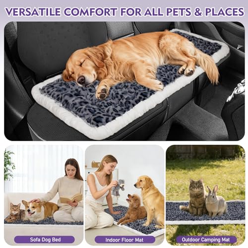 Backseat Dog Bed Mat for Car, Non-Slip Scratch-Resistant Dog Car Seat Cover, Soft Thick Pet Travel Cushion, Washable Back Seat Protector Blanket for Cars SUVs Trucks, 53 x 24 Inches - color: Purple Leopard Pattern