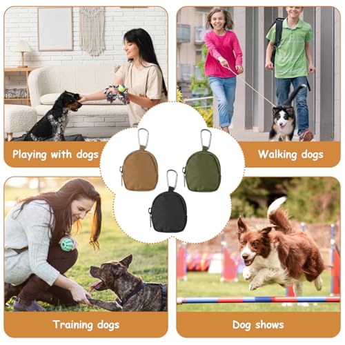 Tucnoeu 3 Pcs Dog Treat Pouch, Dog Training Reward Pouch,Waterproof Small Dogs Treat Bag for Leash,Reusable Dogs Treats Container with Carabiner,Zipper Closure to Avoid Spilling