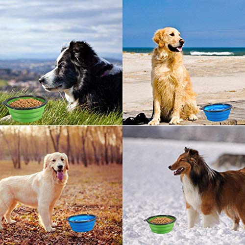 Pack of 6 Large Size Collapsible Dog Bowl, Food Grade Silicone BPA Free, with Carabiner Clip Foldable Expandable Cup Dish for Pet Cat Food Water Feeding Portable Travel Bowl (Blue & Red) - size: Pack of 6