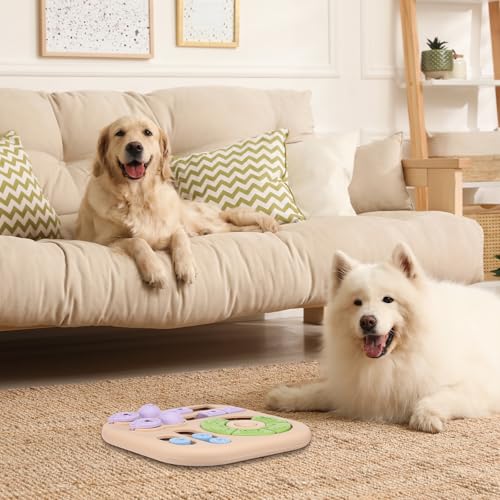 Interactive Dog Puzzle Toys Treat Dispensing Slow Feeder for Training and Mental Stimulating Dog Enrichment Toys for Puppy Cats Pet(Beige) - color: Beige