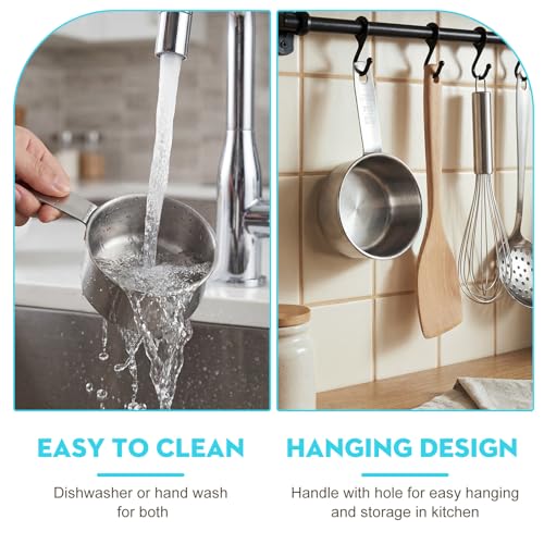 4Pcs 1/2 Cup Measuring Cup,Stainless Steel Measure Cups Metal Scoops for Wet and Dry Ingredients, Great Kitchen Gadgets for Cooking(1/2 Cup) - size: 1/2 Cup