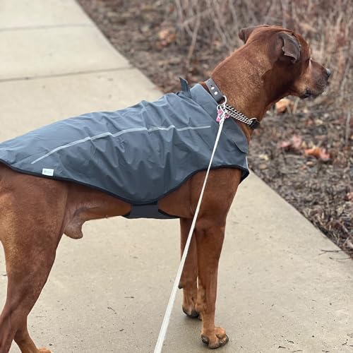 Mile High Life Dog Raincoat, Adjustable Waterproof Reflective Rain Jacket for Small Medium Large Dogs, Lightweight Breathable Pet Rain Coat with Leash Hole(Dark Gray,XXS Chest 16-19") - color: Dark Gray, size: XXS Chest 16"-19"