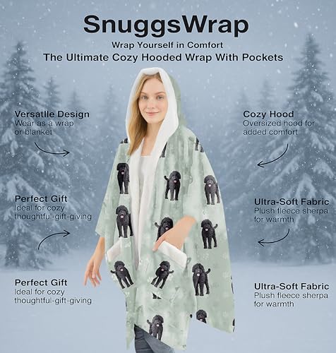 E&S Pets Sherpa Wearable Blanket Hoodie for Women – Soft Fleece Snuggs Wrap – 32 Dog & Cat Breeds – Warm Pet Lover Gifts - color: Labradoodle