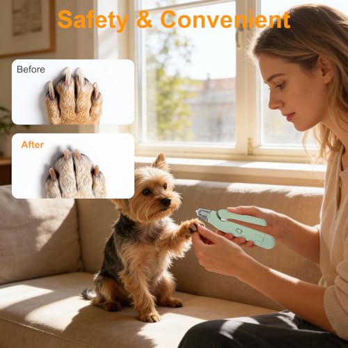 2-in-1 Dog Nail Clippers & Dog Nail Grinder with 2 LED Lights, Ultra-Quiet, Multiple Grinding Methods, USB Rechargeable and Splash Guard for Small, Medium, and Large Dogs & Cats (Green) - color: Green