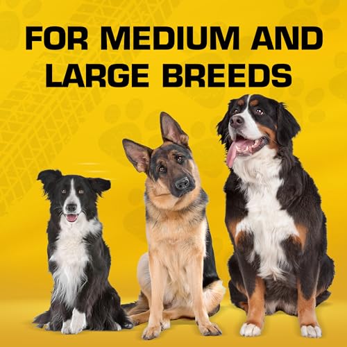 Tonka 3-Ring Tug Outdoor Dog Toy, 10.5 Inch Ring Dog Tug Toy for Medium and Large Breeds, Black/Yellow - size: 10.5 inch Rubber Flex Tread
