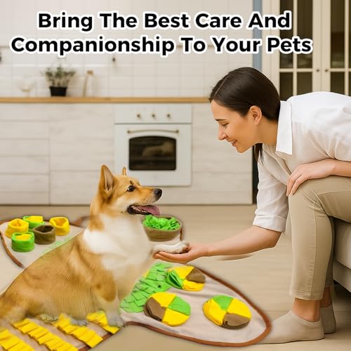 Snuffle Mat for Dogs Large Breed & Small, 27"x27" Interactive Puzzle Dog Food Mat Encourages Natural Foraging Skills, Dog Enrichment Toy for Brain Stimulation & Slow Feeding Game & Anxiety Relief