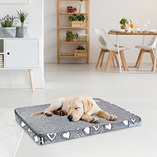 VANKEAN Reversible Dog Crate Mat, Stylish Bed with Waterproof Linings and Removable, Washable Cover, Firm Support Pad for Small to XX-Large Dogs, Grey - size: M(30 x 20 x 3")