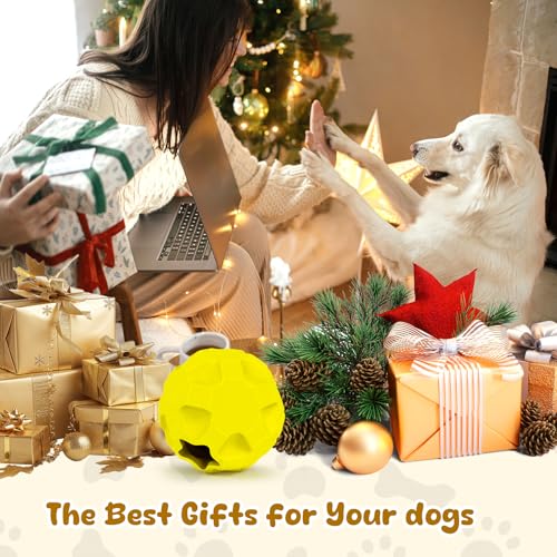 Interactive Dog Puzzle Toys for Boredom, Dogs Enrichment Toys to Keep Them Busy, Dog Treat Balls for Large Dogs, Tough Treat Dispensing Dog Toys - color: Yellow